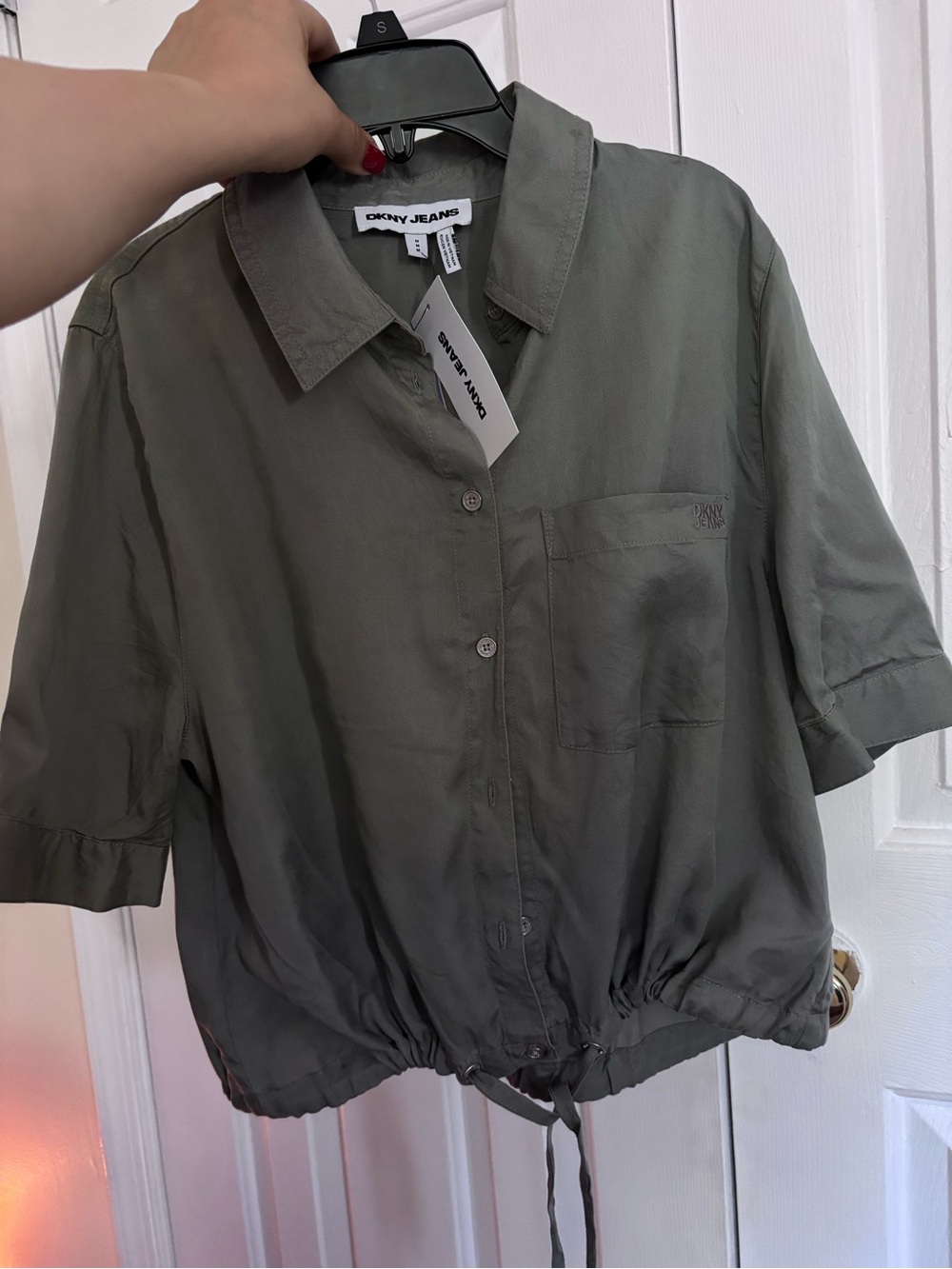 DKNY jeans Olive Utility Button-Front Top M  size